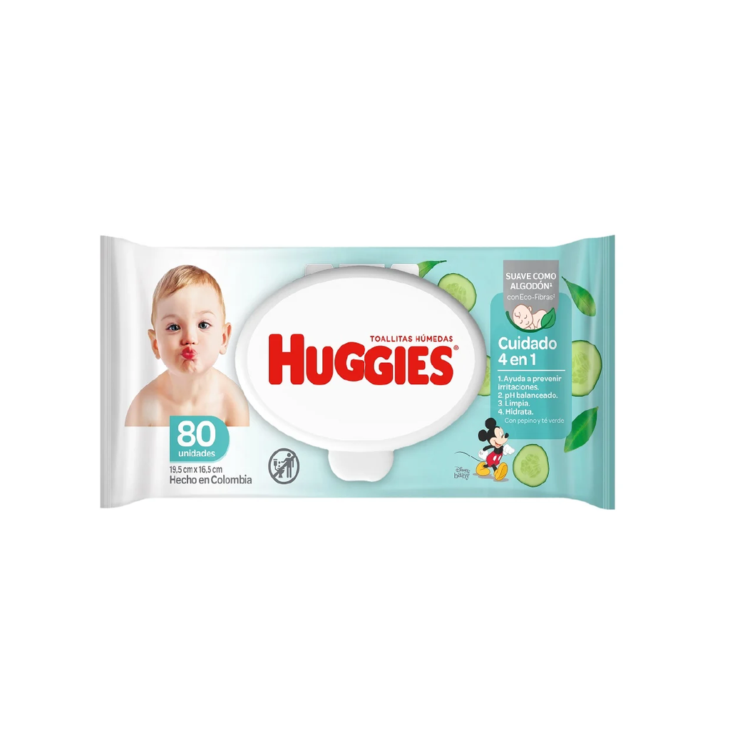 Toalla Húmeda Cuidado 4en1 C/Tapa HUGGIES 12x80un