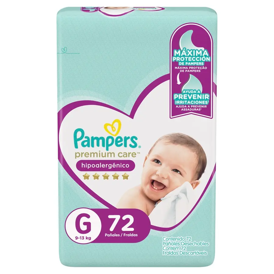 Pañal Premium Care G Pampers 2x72un